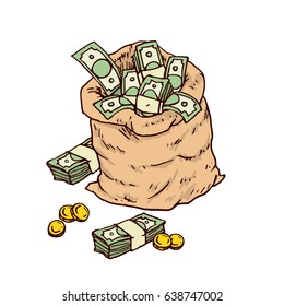 Money bag sketchy design. Vector illustration