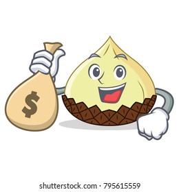 With money bag snake fruit character cartoon