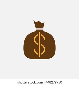 money bag solid icon, color vector illustration, pictogram isolated on white