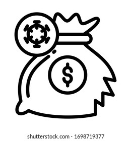 Money Bag Spilling Due To Coronavirus Outbreak Concept Vector Icon Design, Economic Consequences Of COVID-19 On White Background,