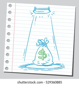 Money bag in spotlight