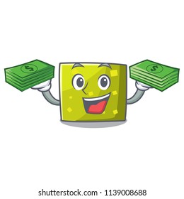 With money bag square mascot cartoon style
