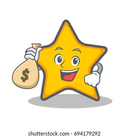 With money bag star character cartoon style