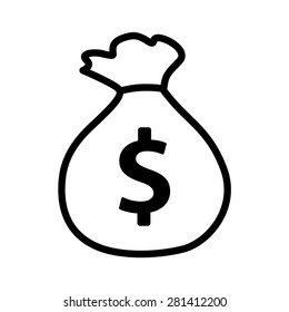 Money bag or stash of money line art vector icon for apps and websites