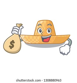 With money bag straw hat isolated with the character
