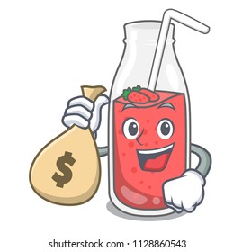 With money bag strawberry smoothie character cartoon