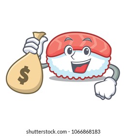 With money bag sushi salmon character cartoon