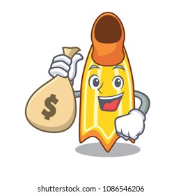 With money bag swim fin character cartoon