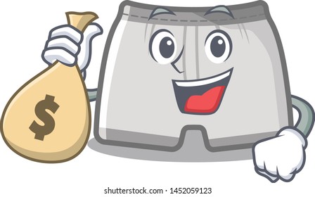 With money bag swimming trunks in the cartoon shape