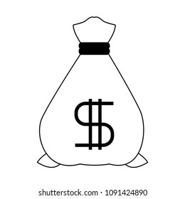 Money bag symbol in black and white colors