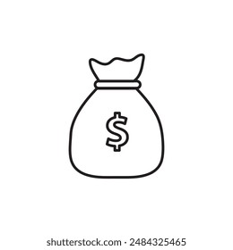 Money Bag symbol. vector flat black linear illustration for web and app on white background..eps