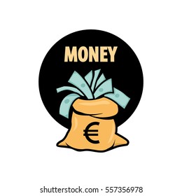 Money bag symbols variations for design and decoration also as emblem or logo template.