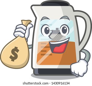 With money bag tea maker isolated with the mascot