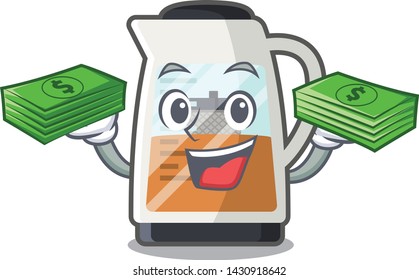 With money bag tea maker is served in cartoon bottle