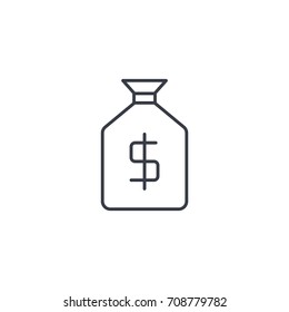 money bag thin line icon. Linear vector illustration. Pictogram isolated on white background