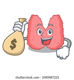 With money bag thyroid character cartoon style