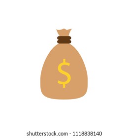 Money bag tied with dollar sign vector icon color