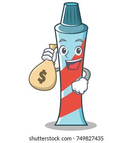 With money bag toothpaste character cartoon style