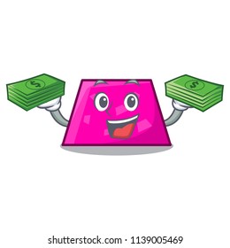 With money bag trapezoid mascot cartoon style