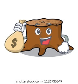 With money bag tree stump character cartoon