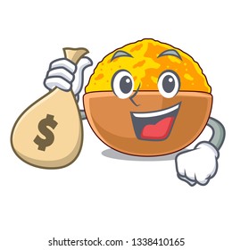 With money bag turmeric powder isolated with the mascot