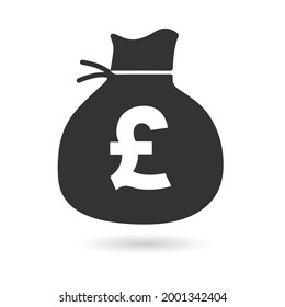 Money Bag, UK Pound Flat Icon. Vector Illustration.