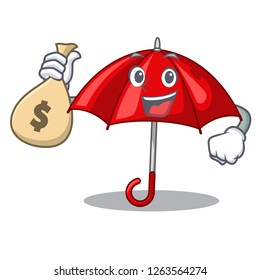With money bag umbrella red in a character beautiful