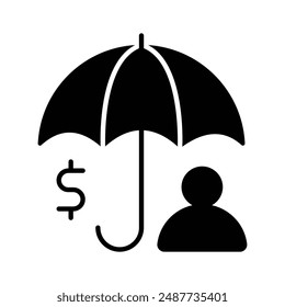 Money bag under umbrella, a concept of financial insurance icon in modern style