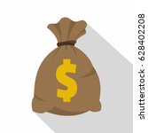 Money bag with US dollar sign icon. Flat illustration of money bag with US dollar sign vector icon for web on white background