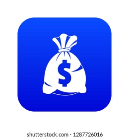 Money bag with US dollar sign icon digital blue for any design isolated on white vector illustration