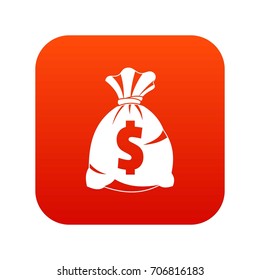 Money bag with US dollar sign icon digital red for any design isolated on white vector illustration