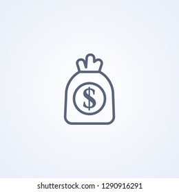 Money bag, vector best gray line icon on white background, EPS 10