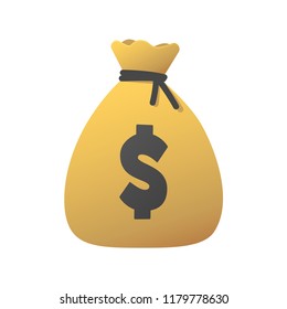 Money bag vector cartoon dollar icon illustration sign vector