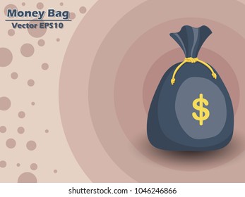 Money bag vector EPS10 icon with dollar sign. color and Background. Gift and decorative element. vector illustration