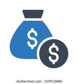 money bag vector glyph colour icon 