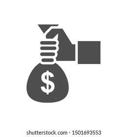 Money Bag Vector Glyph Icon. illustration Style.