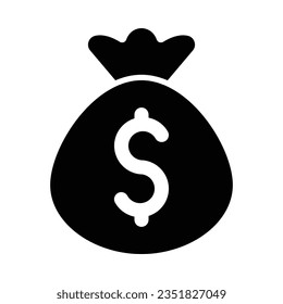 Money Bag Vector Glyph Icon For Personal And Commercial Use.

