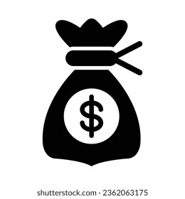 Money Bag Vector Glyph Icon For Personal And Commercial Use.
