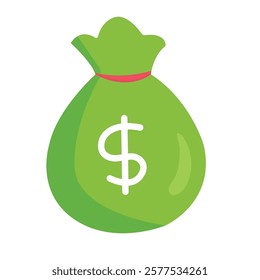 Money bag vector, green money bag icon, flat design illustration, money bags clip art, money bag clip art
