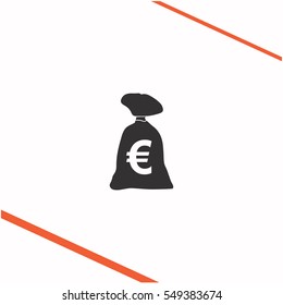 Money bag vector grey icon on white background. Money bag symbol stock bitmap illustration. Business picture.