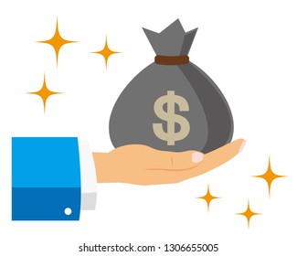 Money bag vector icon.