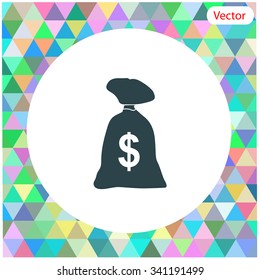 Money bag vector icon.