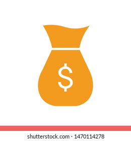 Money bag vector icon, banking symbol. Simple, flat design for web or mobile app