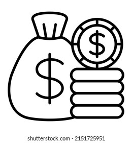 Money Bag vector icon. Can be used for printing, mobile and web applications.