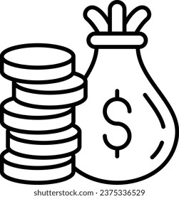 Icono vector Bolsa de dinero. Se puede usar para imprimir, móviles y aplicaciones web.