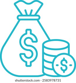 Money Bag vector icon. Can be used for printing, mobile and web applications.