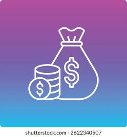 Icono de Vector de la bolsa de dinero. Se puede utilizar para aplicaciones de impresión, móviles y de Web.