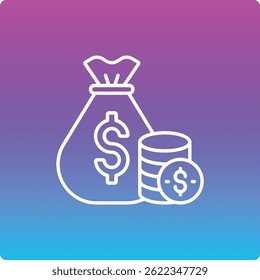 Icono de Vector de la bolsa de dinero. Se puede utilizar para aplicaciones de impresión, móviles y de Web.