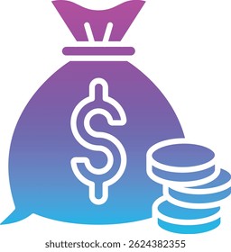 Icono de Vector de la bolsa de dinero. Se puede utilizar para aplicaciones de impresión, móviles y de Web.