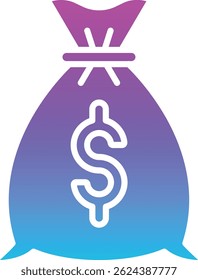 Icono de Vector de la bolsa de dinero. Se puede utilizar para aplicaciones de impresión, móviles y de Web.